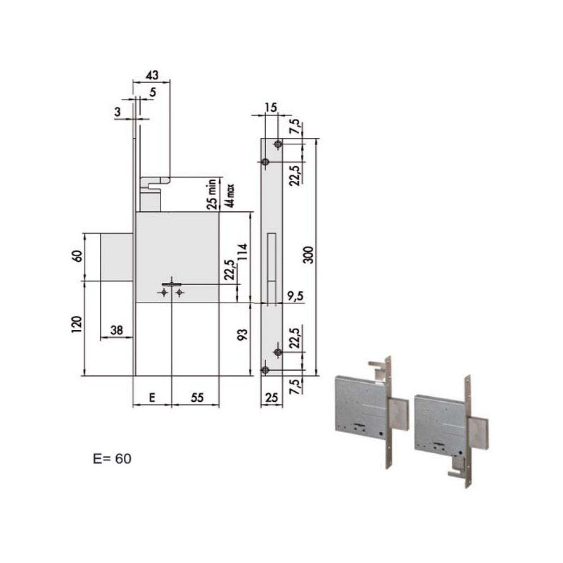 Serratura Infilare Ferro 57020-60-0 Cisa