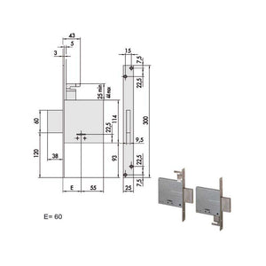 Serratura Infilare Ferro 57020-60-0 Cisa