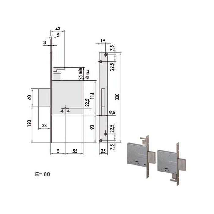 Serratura Infilare Ferro 57020-60-0 Cisa