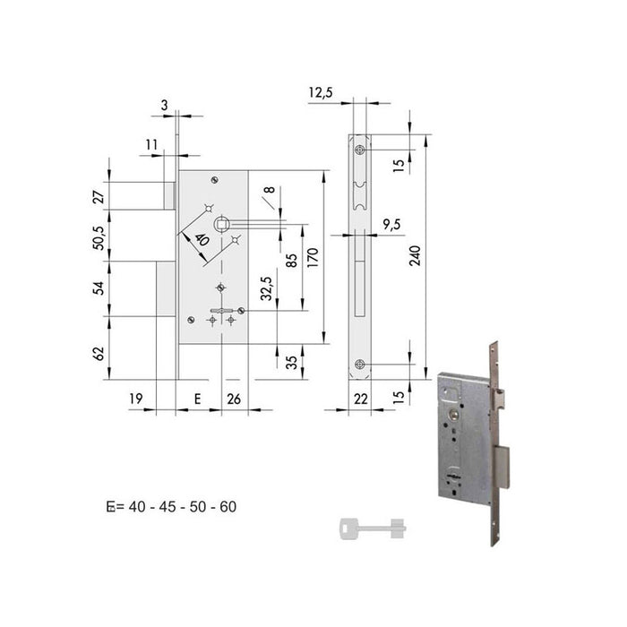 Serratura Infilare Ferro 57211-45-0 Cisa