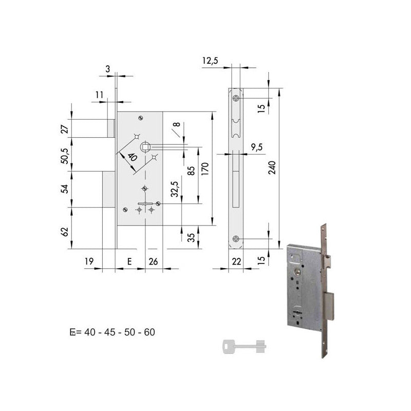 Serratura Infilare Ferro 57211-45-0 Cisa