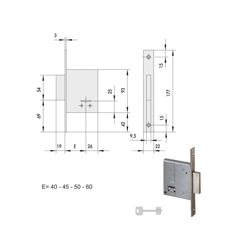 Serratura Infilare Ferro 57220-45-0 Cisa