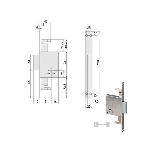 Serratura Infilare Ferro 57226-50-0 Cisa
