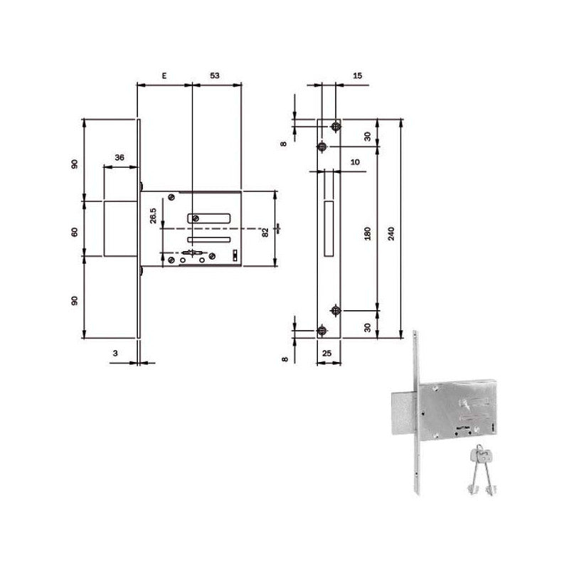 Serratura Infilare Ferro Dm E70 661704N Iseo