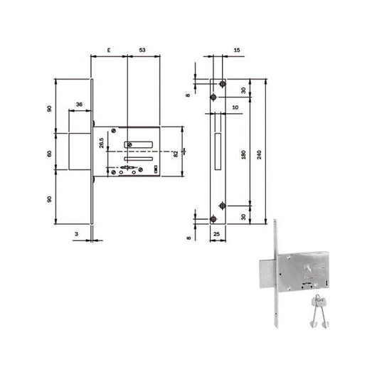 Serratura Infilare Ferro Dm E70 Ka 661704N.K Iseo