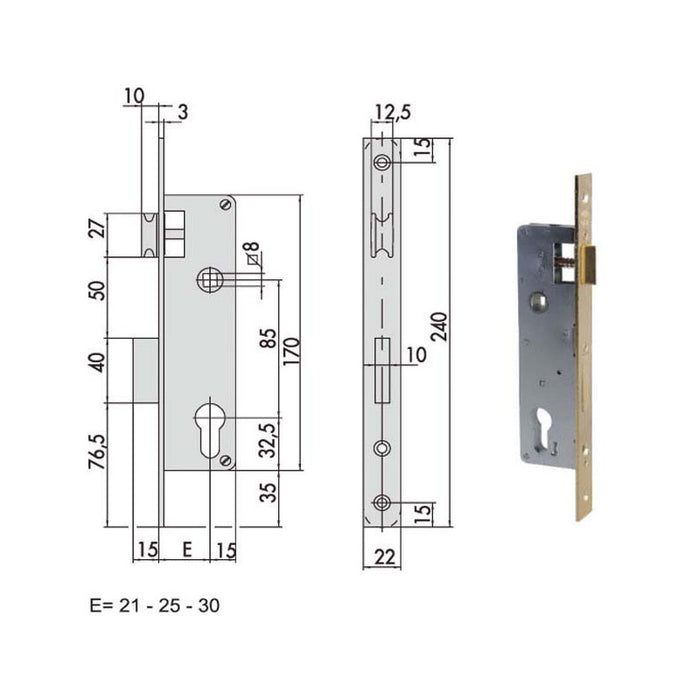Serratura Infilare Legno 5C011-20-0 Cisa