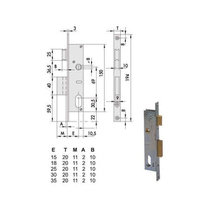 Serratura Infilare Montanti All 44221-18-0 Cisa