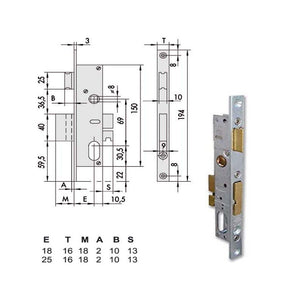 Serratura Infilare Montanti All 44225-25-0 Cisa