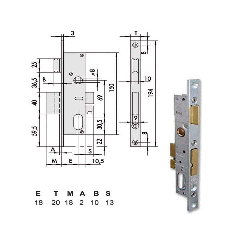 Serratura Infilare Montanti All 44226-18-0 Cisa