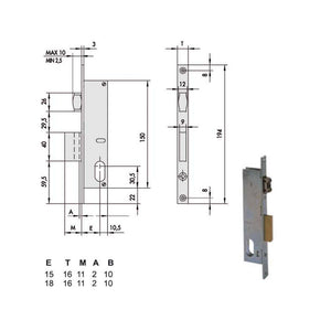 Serratura Infilare Montanti All 44230-18-0 Cisa