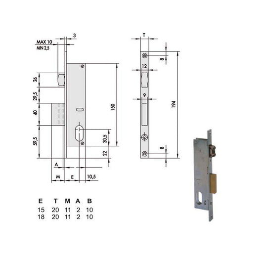Serratura Infilare Montanti All 44231-15-0 Cisa