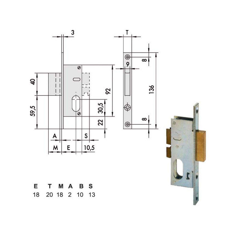 Serratura Infilare Montanti All 44246-18-0 Cisa
