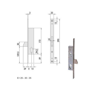 Serratura Infilare Montanti All 46210-30-0 Cisa