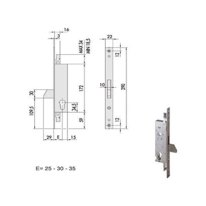 Serratura Infilare Montanti All 46220-25-0 Cisa
