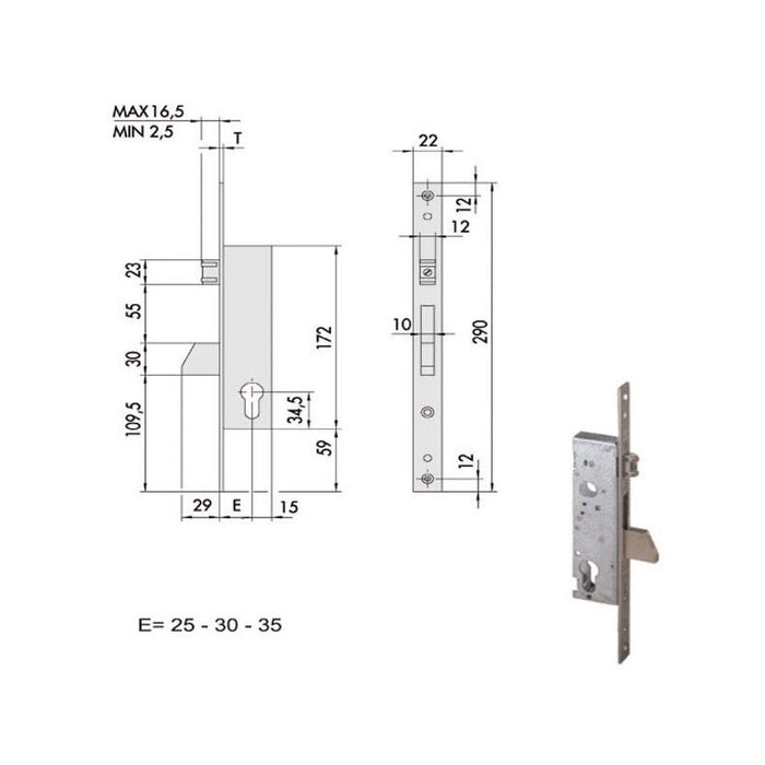 Serratura Infilare Montanti All 46230-30-0 Cisa