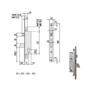 Serratura Infilare Montanti All 46250-35-0 Cisa