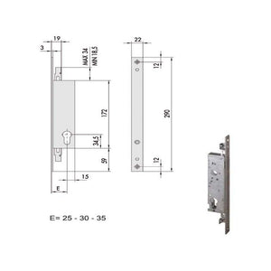 Serratura Infilare Montanti All 46270-25-0 Cisa