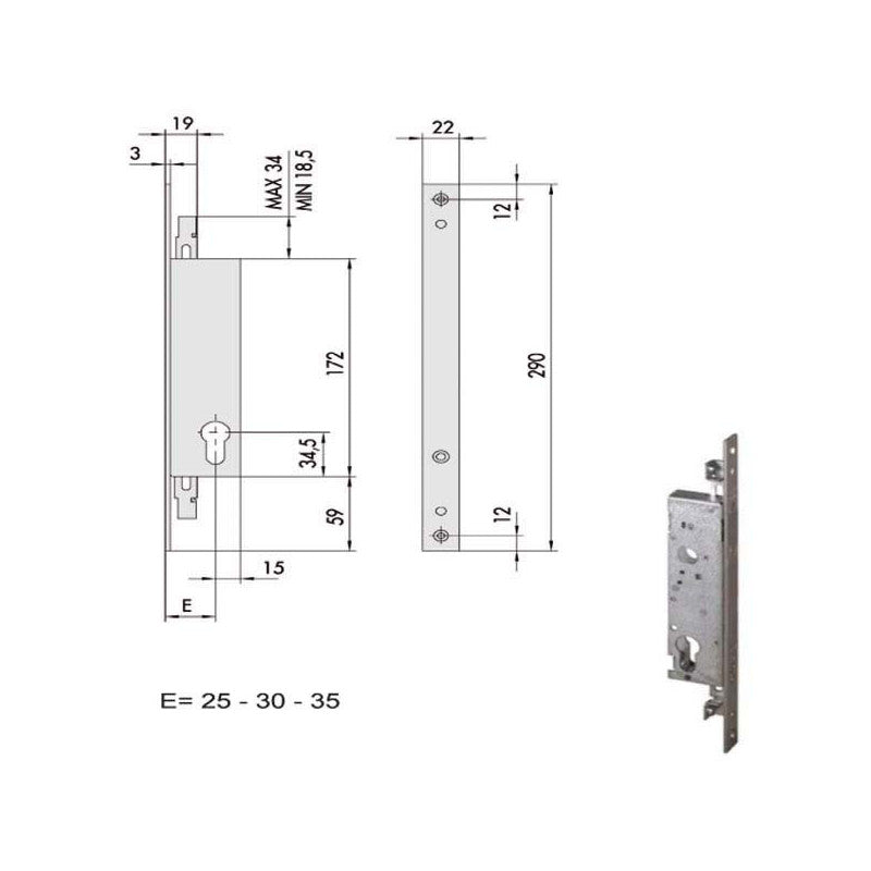 Serratura Infilare Montanti All 46270-25-0 Cisa