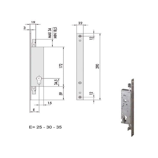 Serratura Infilare Montanti All 46270-30-0 Cisa