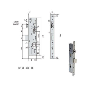 Serratura Infilare Montanti All 49225-25-0 Cisa
