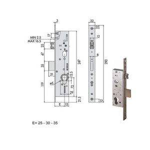 Serratura Infilare Montanti All 49250-35-0 Cisa
