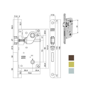 Serratura Inf.Legno Centro E50 Bagno Br 1005 Agb