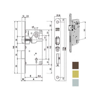 Serratura Inf.Legno Centro E50 Ottonata 1001 Agb