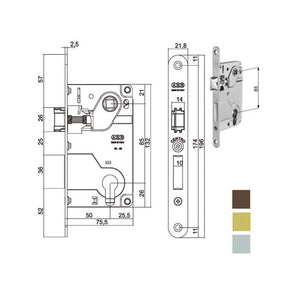 Serratura Inf.Legno Centro E50 Ottonata 1024 Agb