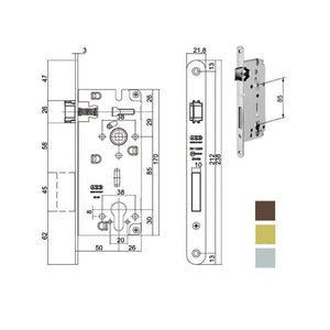 Serratura Inf.Legno Duo E50 Ottonata 851 Agb