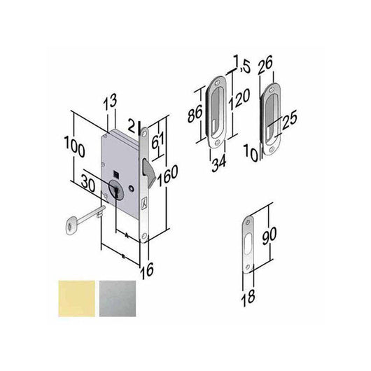 Serratura Inf.Legno Scorrevoli E50 Ol B3C Gb