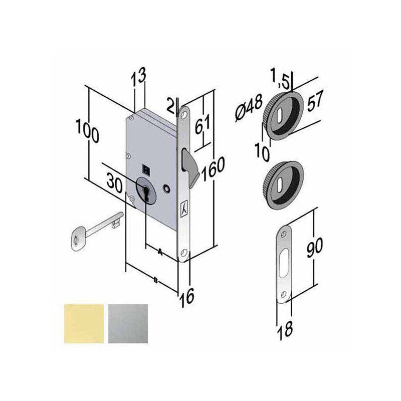 Serratura Inf.Legno Scorrevoli E50 Ol Boc Gb