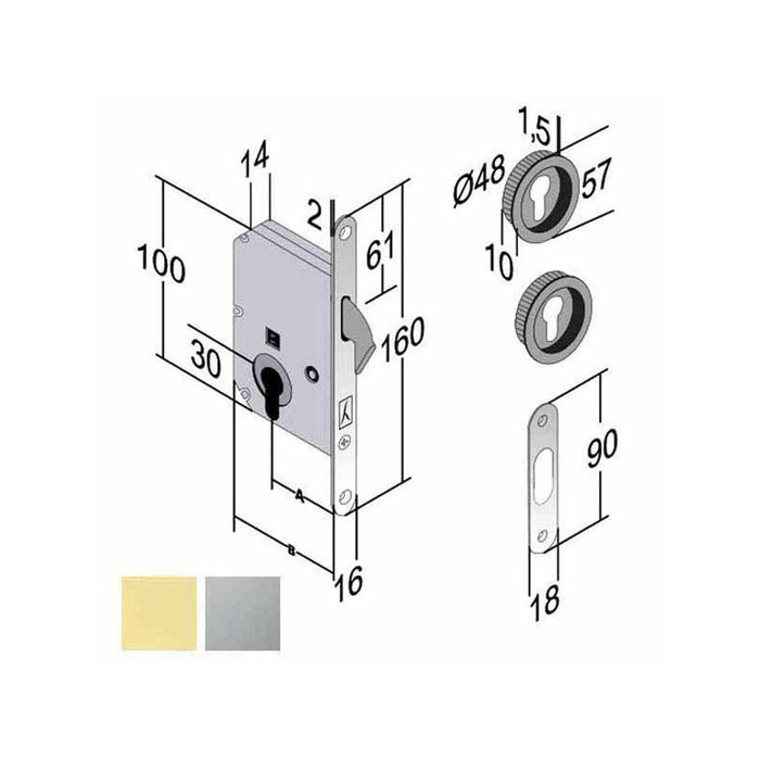 Serratura Inf.Legno Scorrevoli E50 Yale Ol Boy Gb