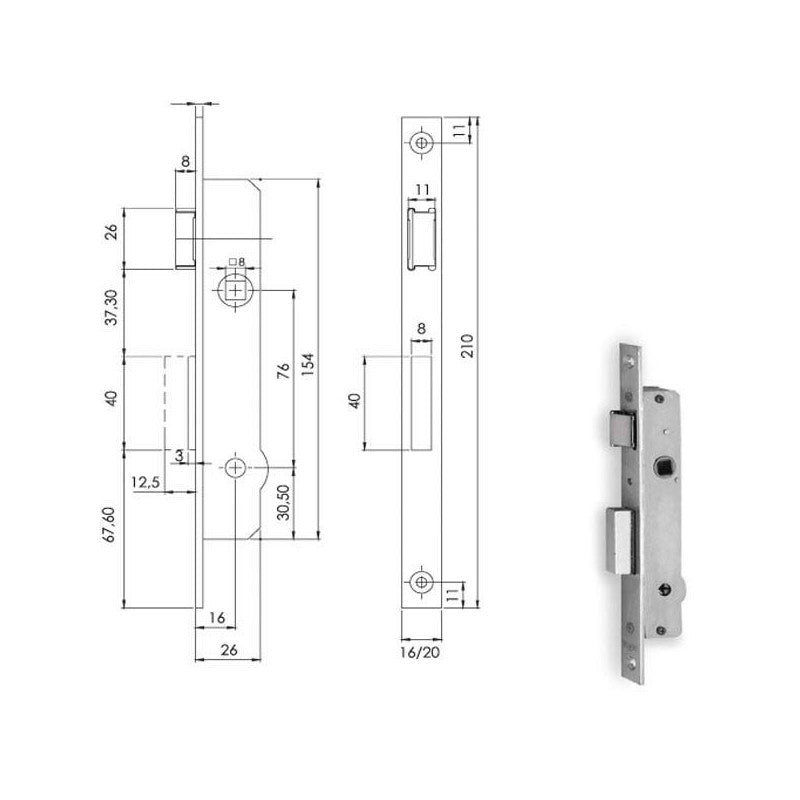 Serratura Inf.Montanti All F16 E16 90131 Fiam