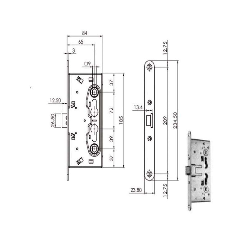 Serratura Inf.Tagliafuoco Q9 214110 Iseo