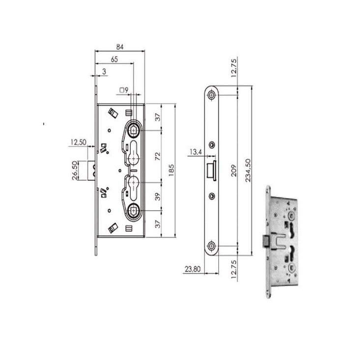 Serratura Inf.Tagliafuoco Q9 214110 Iseo