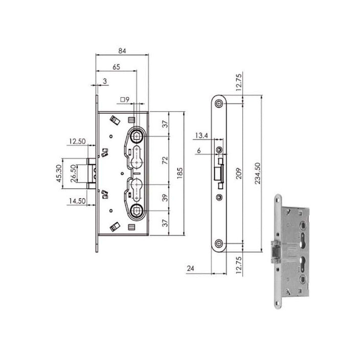 Serratura Inf.Tagliafuoco Q9 216120 Iseo