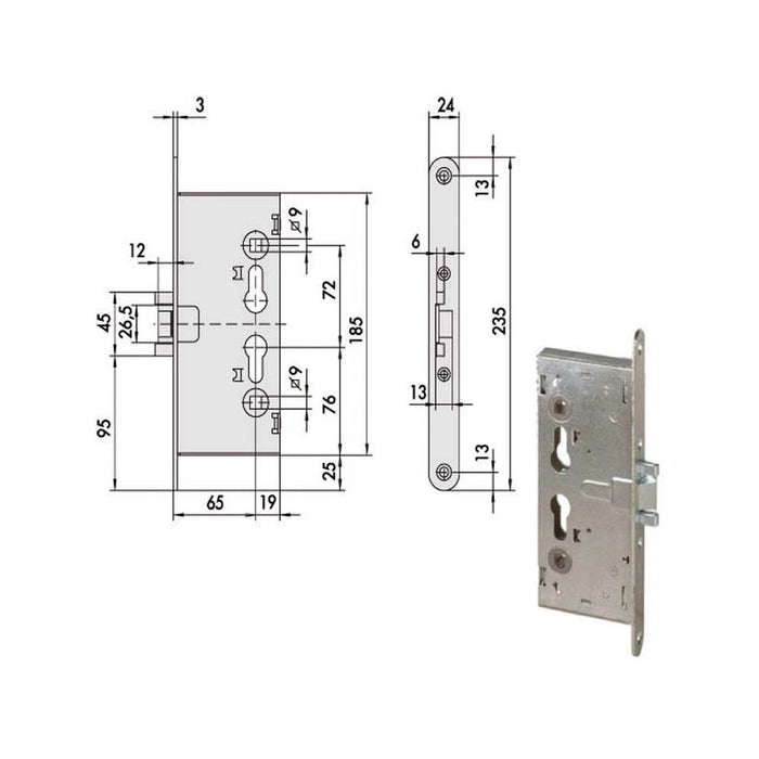 Serratura Inf.Tagliafuoco Q9 43020-65-0 Cisa