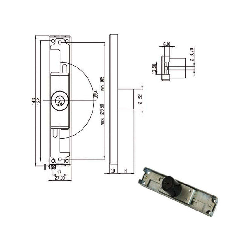 Serratura Mobili App.Aste Scorrimento 220250 Omr