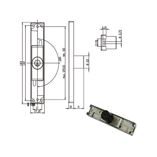 Serratura Mobili App.Aste Scorrimento 220250 Omr