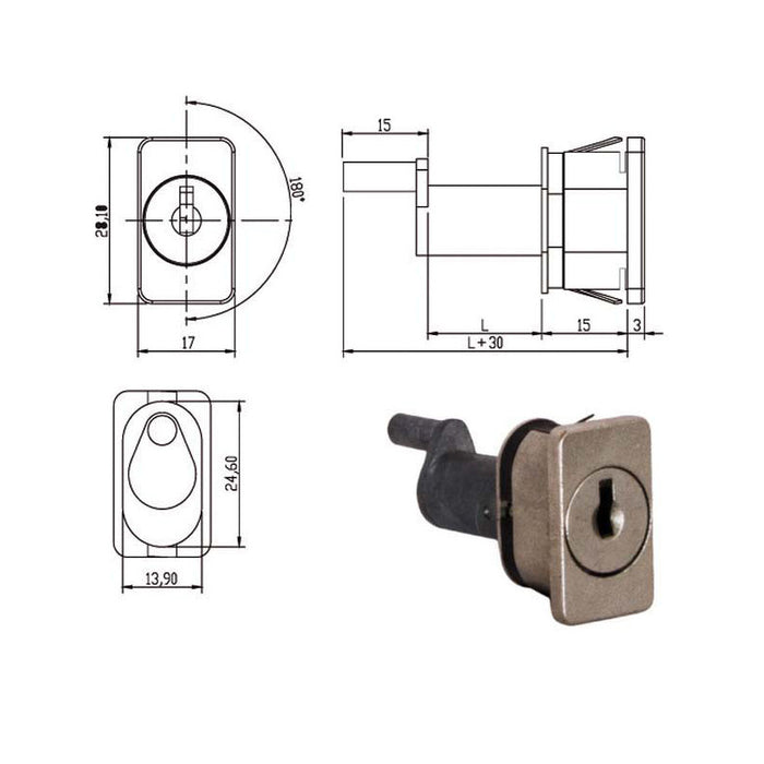 Serratura Mobili App.Perno Verticale 20 163433 Omr