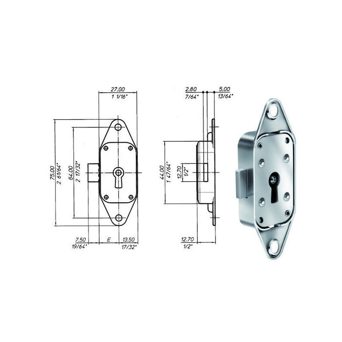 Serratura Mobili Aste Rotanti M85 Meroni