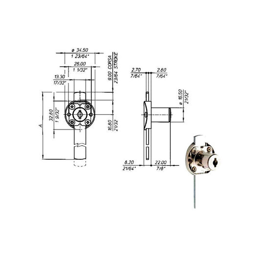 Serratura Mobili Catenaccio Inferiore 2632 Meroni