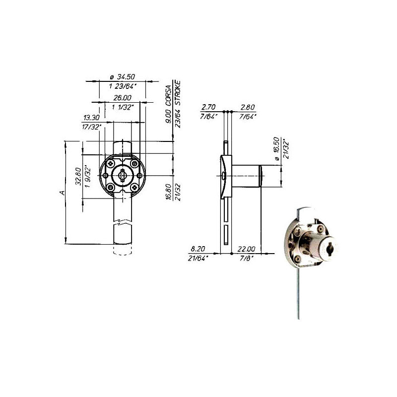 Serratura Mobili Catenaccio Inferiore 2632 Meroni