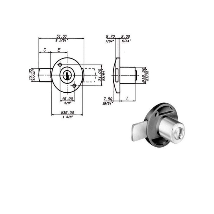 Serratura Mobili Catenaccio Laterale 2131 Meroni