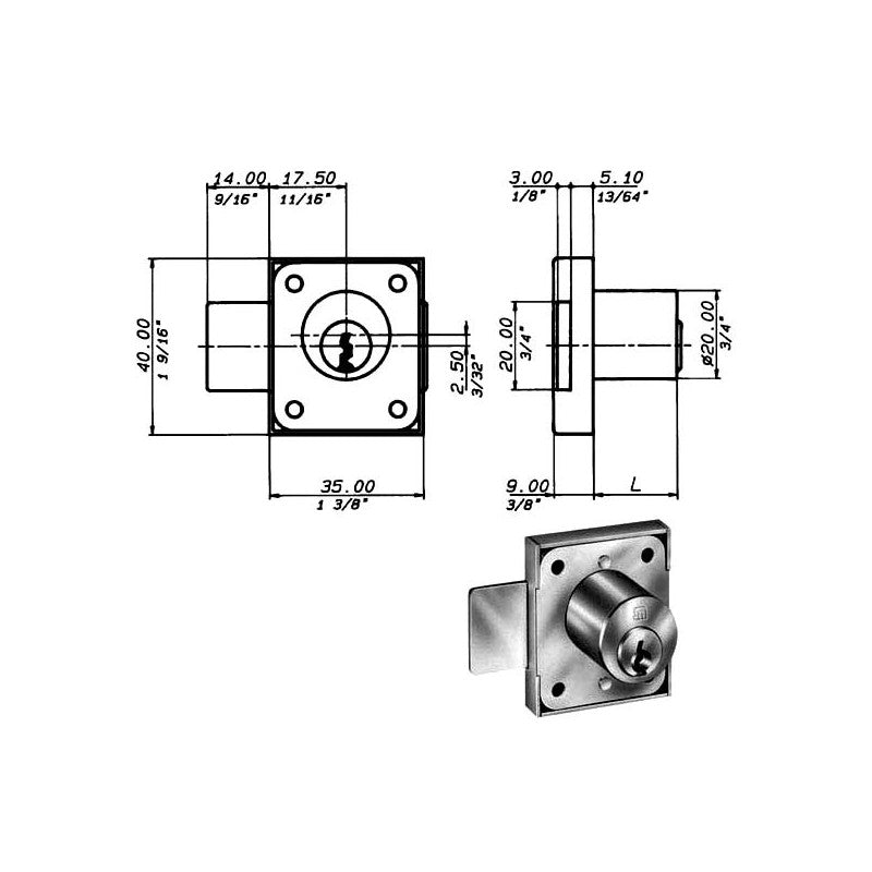 Serratura Mobili Catenaccio Laterale 2243 Meroni