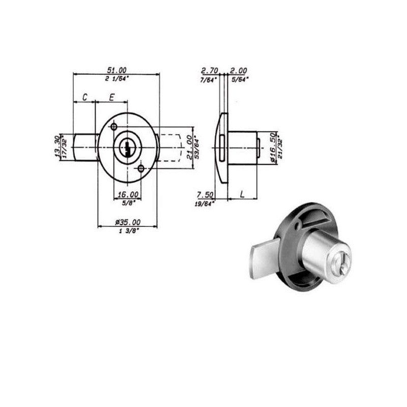 Serratura Mobili Catenaccio Lat.Ka 2131 Meroni