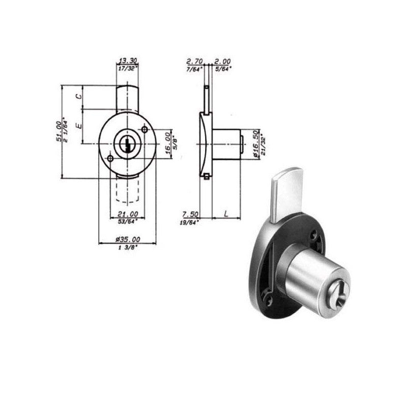 Serratura Mobili Catenaccio Superiore 2130 Meroni