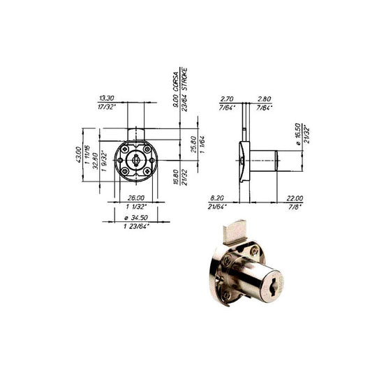 Serratura Mobili Catenaccio Superiore 2630 Meroni