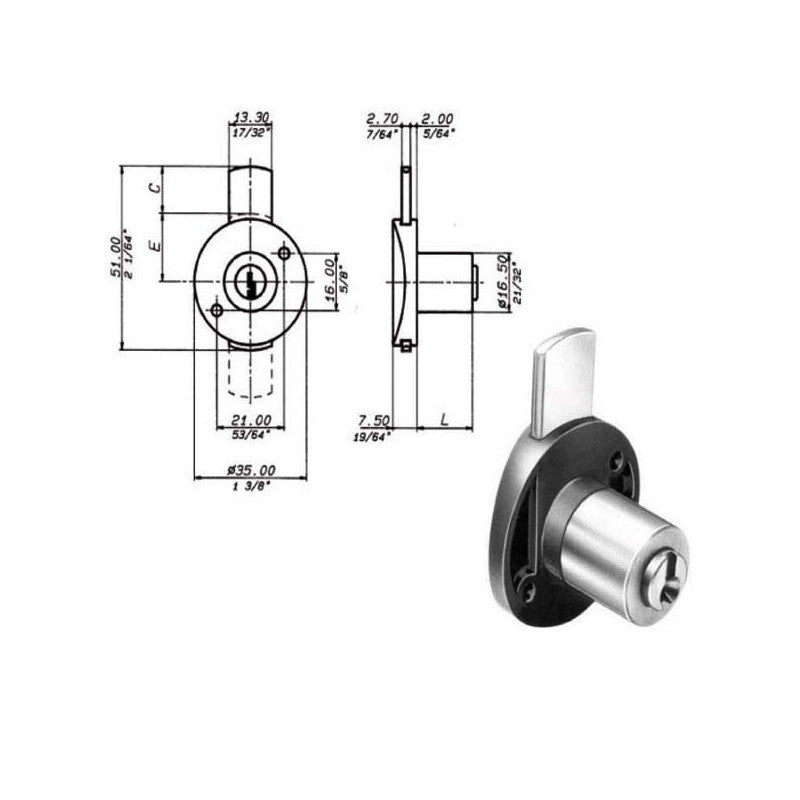 Serratura Mobili Catenaccio Sup.Ka 2130 Meroni
