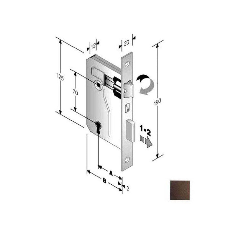 Serratura Patent Mm 8X70 E25 Bq Bronzata Gb